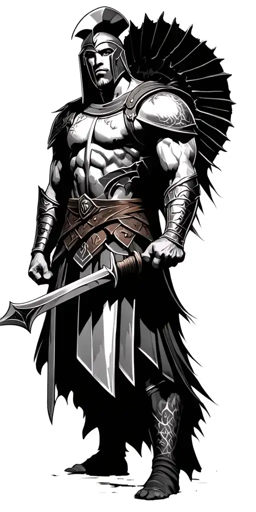 Spartan Warrior Wielding