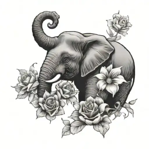 Flowers And Elephant Head