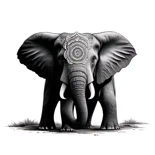 Realistic Front Elephant Mandala Design
