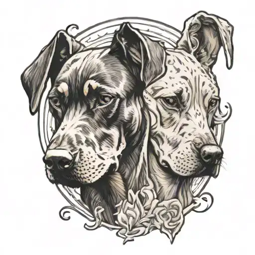 1 Brown Doberman Dog And 1 White Boxer Dog And Name As Puppy