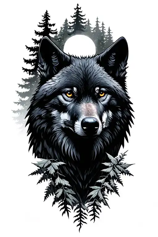 Raven And A Wolf Forest Scene With A Hidden