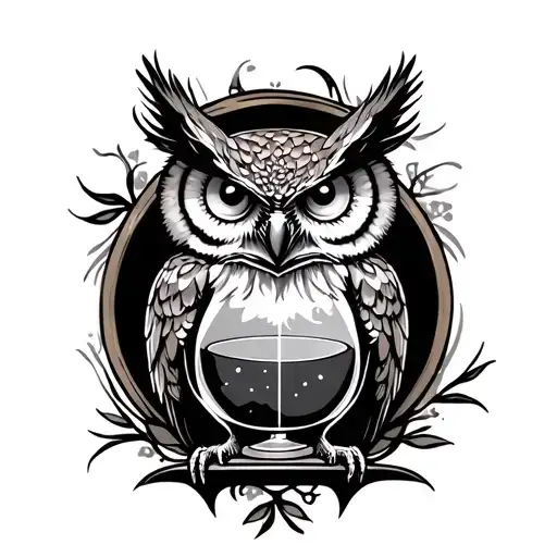 Hour Glass And Owl