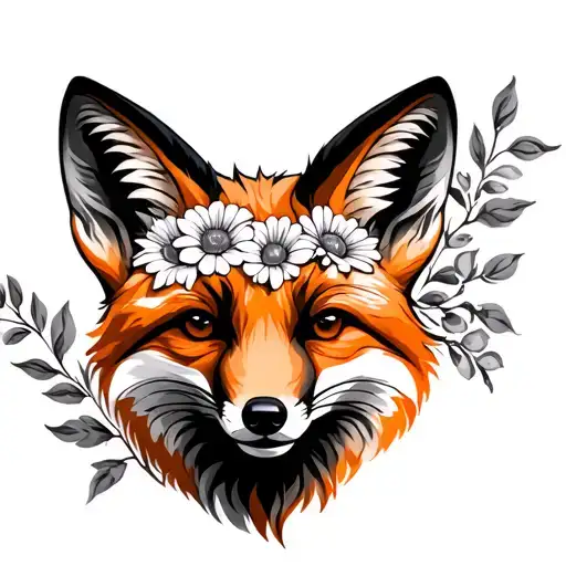Fox With Flowers