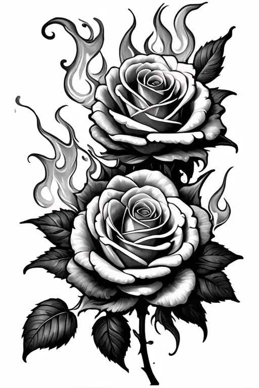 Smoky Roses Entwined Fire Flames