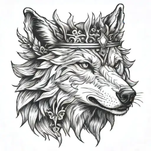 Wolf Head Wearing A Thorn Crown