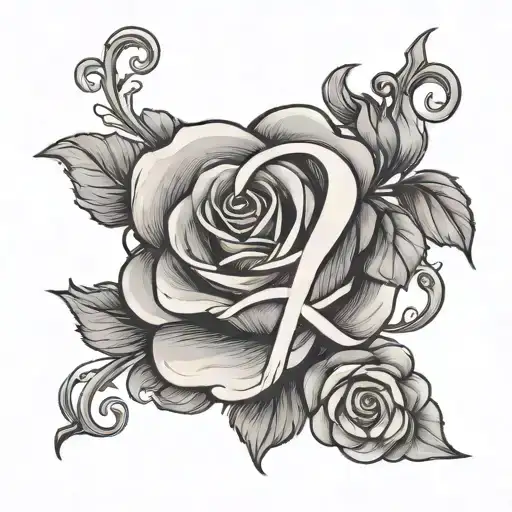 Letter R Within A Rose Intertwined