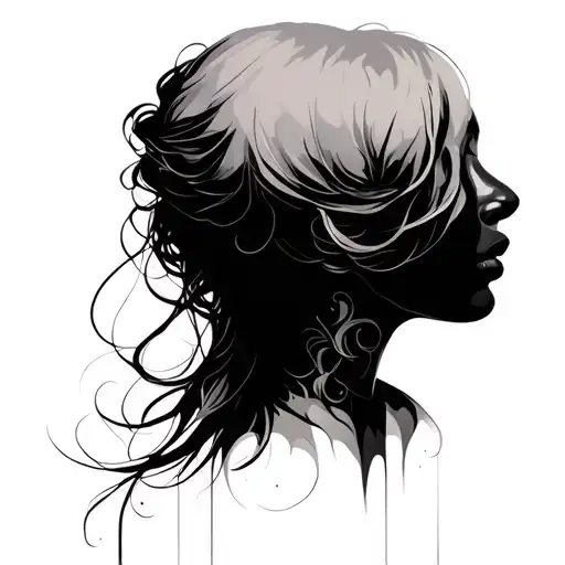 Abstract Lady Head Profile Holding