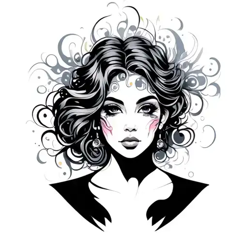 Abstract Colored Lady Head