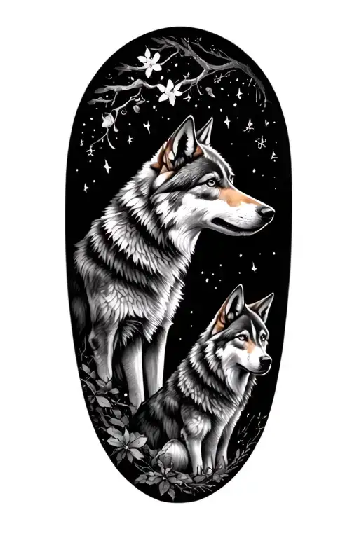 Fairytale Inspired Tattoo Featuring Wolves