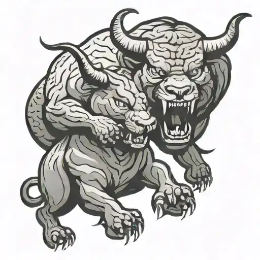 Bull And Bobcat Mascots Fighting Each Other