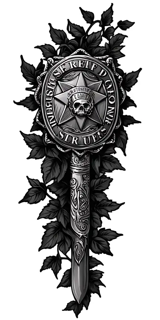 Sheriffs Badge Surrounded By Vines
