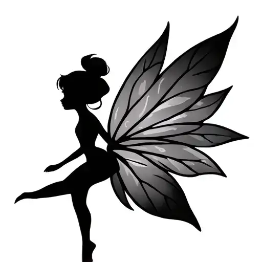 Tinker Bell Side Outline With Leaf Wings