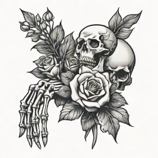 Skeleton Hand Holding A Bouquet