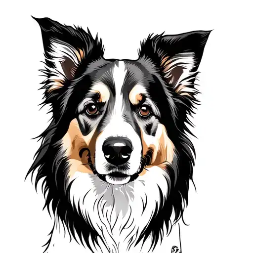 Australian Shepherd Head In One Line