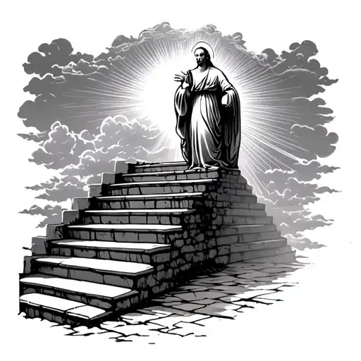Religion Stairs Going Into Heaven With Couds With Sun Rays