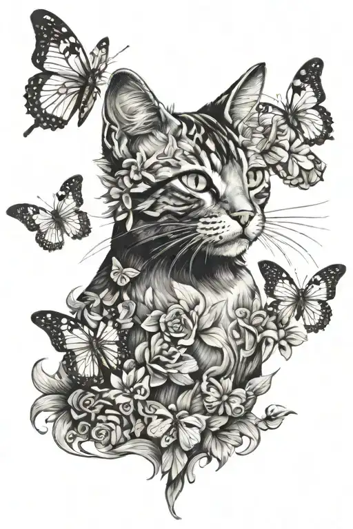 Cat With Butterflies