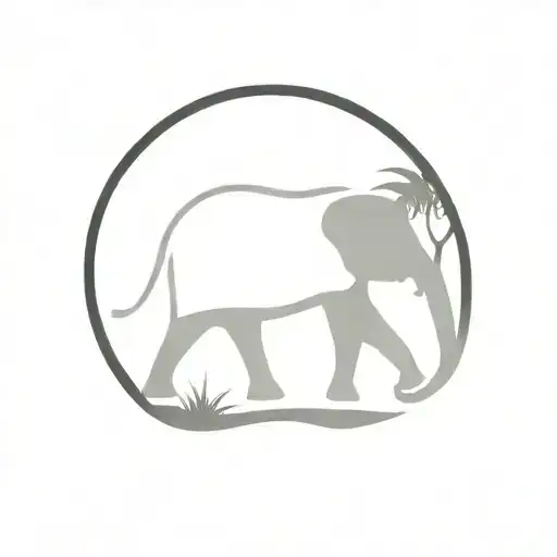 Elephant In A Jungle Scene In A Circle
