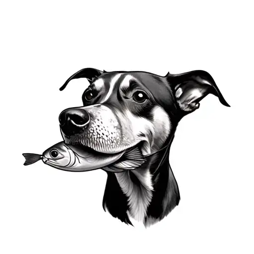 A Dog With A Fish In Its Mouth