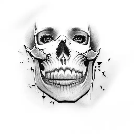 Woman Face Skull Red