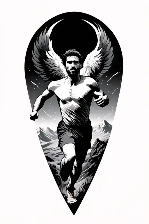 Man Running In The Mountains Rising Phoenix