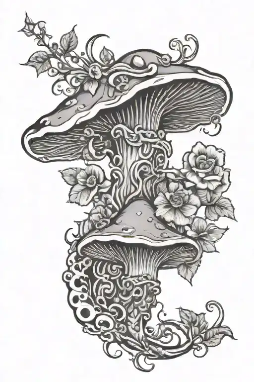 Shroom And Rose Vine