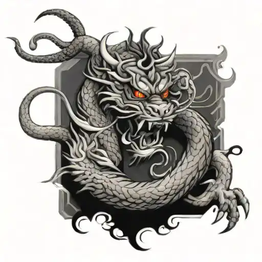 Chinese Dragon And Tiger Surrounded