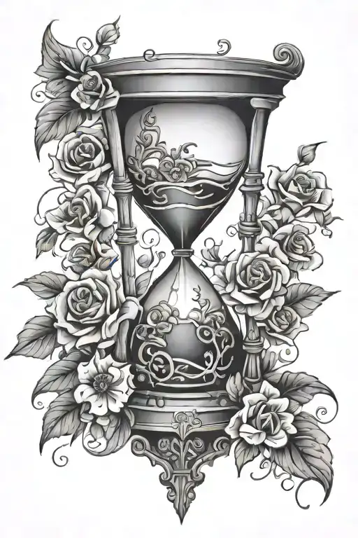 Broken Hourglass With Flowers