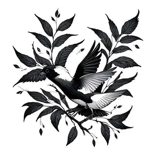 Leaf Intertwined And Birds Flying