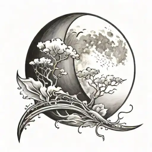 Create A Tattoo Of Half Moon With Charu Name