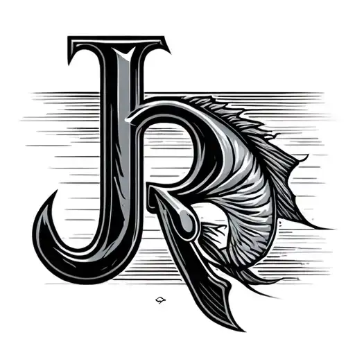 Fishing J Hook With Letter R