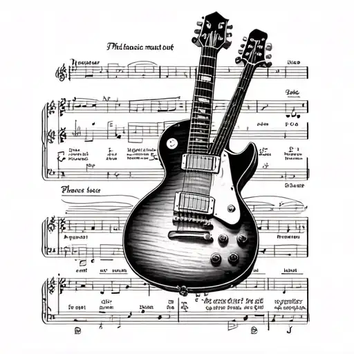 B Music Note On Sheet Music Electric Guitar