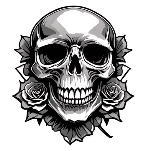 Motorcycle Engine Block Skull Rose