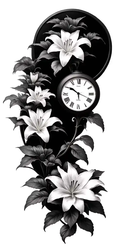 Lily Flower Tree Clock