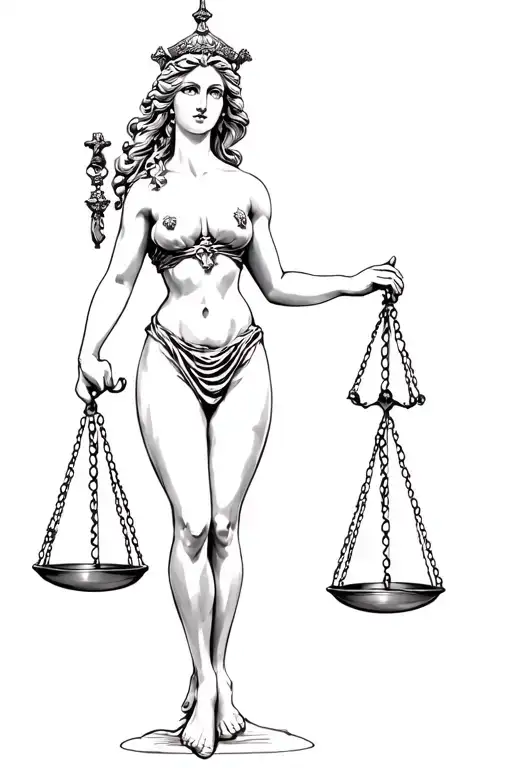 Lady Of Justice Holding Scales Of Justice Full Body