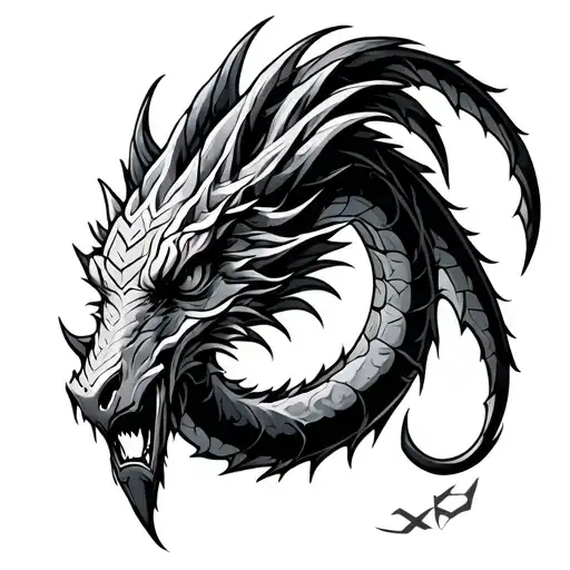 Nordic Runes With Jormungandr Along The Left Side