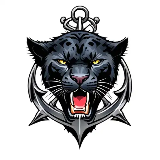 Black Panther And Anchor Behind