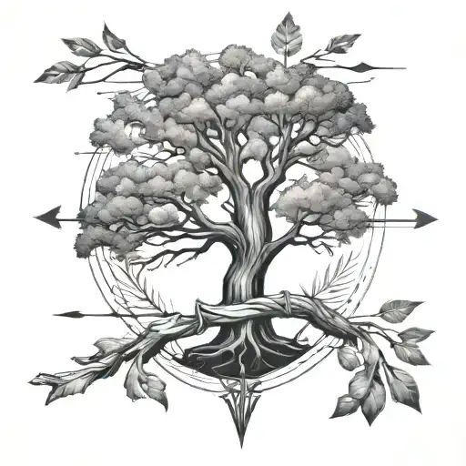 Tree With Arrows Pointing