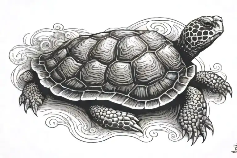 Realistic Turtle Spiritual Tattoo Design Inspired By Japanese