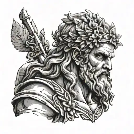 Statue Of Zeus Portait Wearing The Leaf Crown