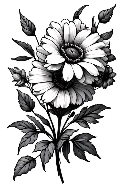 March Birth Flower Bouquet Tattoo Design