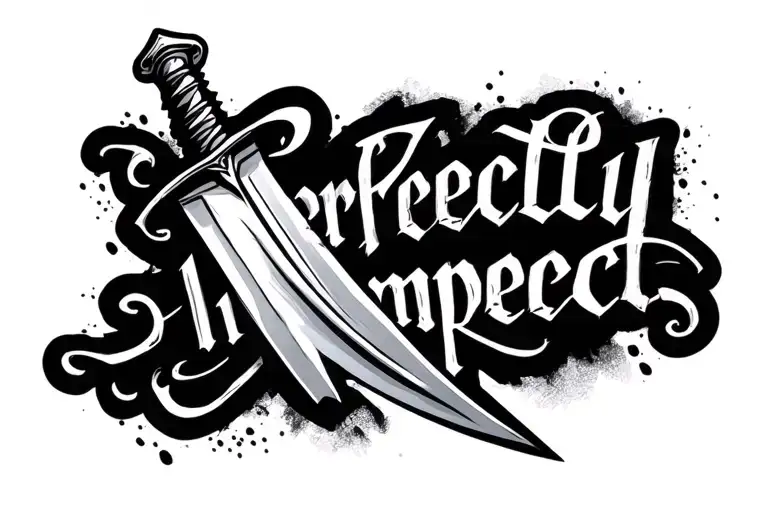 A Dagger With The Words Perfectly Imperfect Inside The Dagger