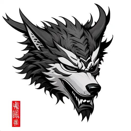 Japanese Wolf Oni Mask