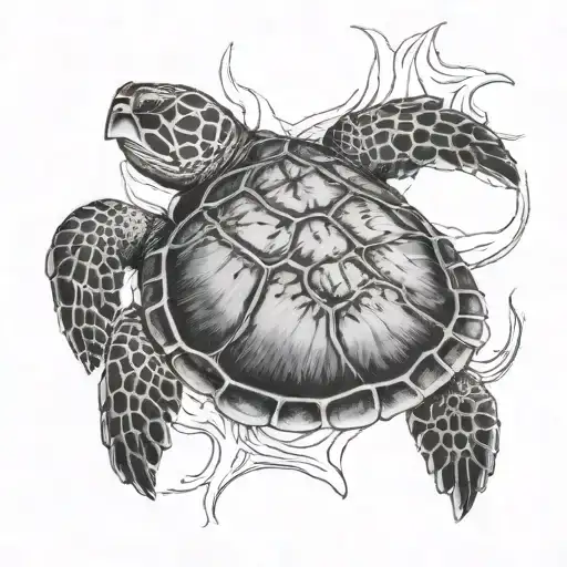 Hawksbill Turtle Swimming Gracefully Spiritual