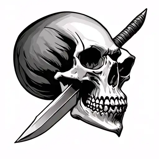 Skull With A Dagger Through The Skull
