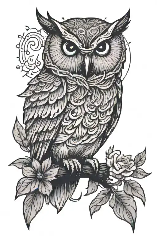 Owl With Pisces Zodiac Sign