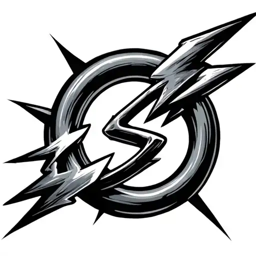 Circle Hook Coming Out Of Lightening Bolt