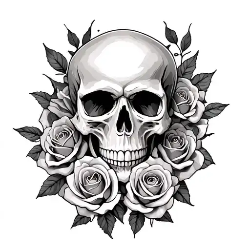 Skull With Roses Sleeve