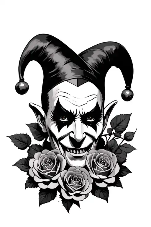 Evil Jester With Roses