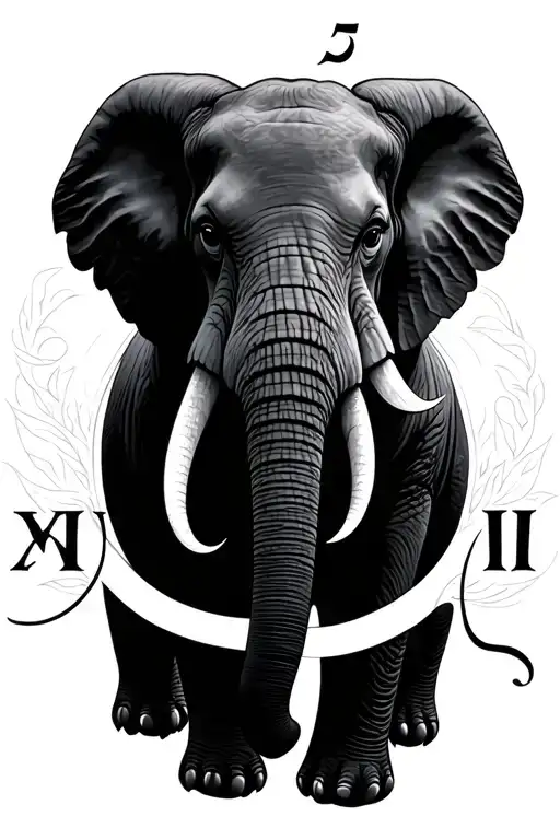 Roman Numeral 5 Elephant