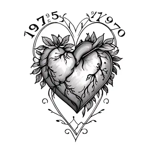 Parents Birth Year 1975 And 1970 Heart Intertwined Fineline